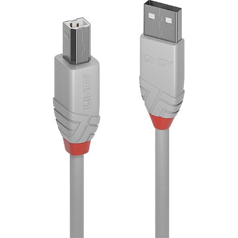 LINDY USB-Kabel USB 2.0 USB-A Stecker, USB-B Stecker 2.00 m Grau 36683