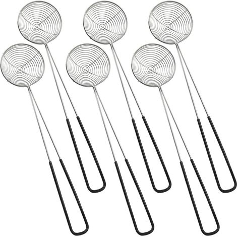 Lot de 6 filets à fondue en acier inoxydable avec poignée. Idéal pour les perles de tapioca, les pâtes, les tortellinis, les boulettes de viande et la cuisson. (1/5)