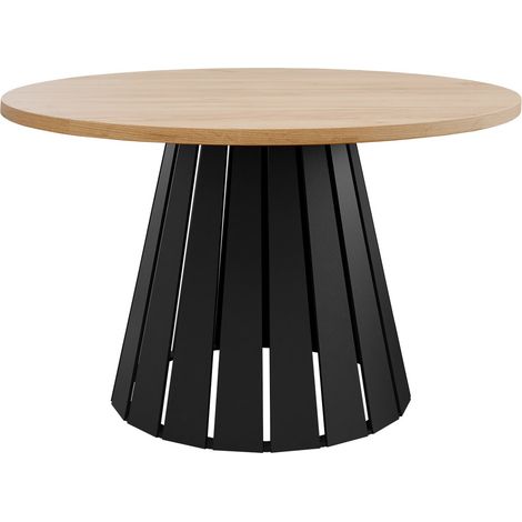 Mesa de centro Oswego 134, Negro + Roble, 43x0x0cm, Diámetro: 75, Aglomerado laminado, Redonda (1/3)