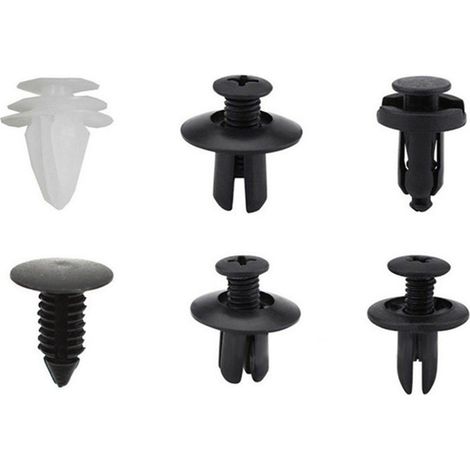Attache de voiture Clips plastique pour pare-chocs, rivets à trou traversant, kit de fixation garde-boue, lot de 100 pièces en boîte + tournevis 15 cm + ensemble orange 4 éléments + coffret avion, acc (1/5)