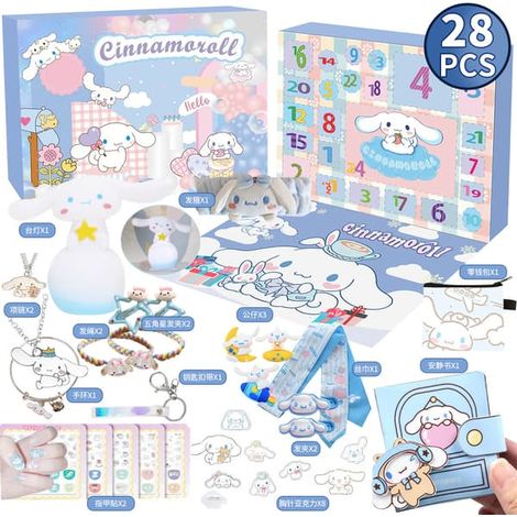 LYERCW - Calendrier de l'Avent 2026 Kuromi My Melody Cinnamoroll Sanrio Accessoires de jouets Calendrier de compte à rebours de Noël Cadeaux pour enfants Cinnamoroll Cinnamoroll