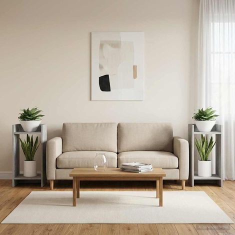 Teenpull – Pflanzenständer 2 Stk. Betongrau 30 x 30 x 60 cm Holzwerkstoff (1/5)