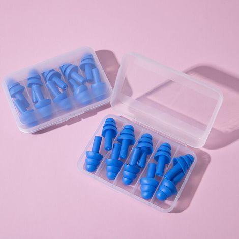 Bouchons d'oreille, 5 paires de bouchons d'oreille anti-bruit pour le sommeil, protection auditive, étude du sommeil, voyage de travail(bleu) (1/5)