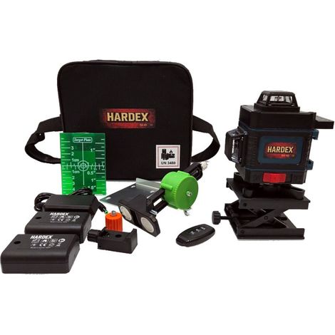 Livella laser Hardex 4D, 16 linee, 360°, laser 532 nm, 25 m, 2 accessori per caricabatterie (1/2)