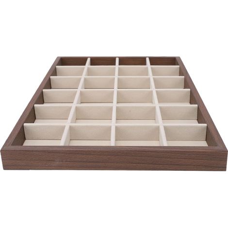 Walnut Wood 24 Compartment Battery Organizer Jewelry Drawer (1/5)