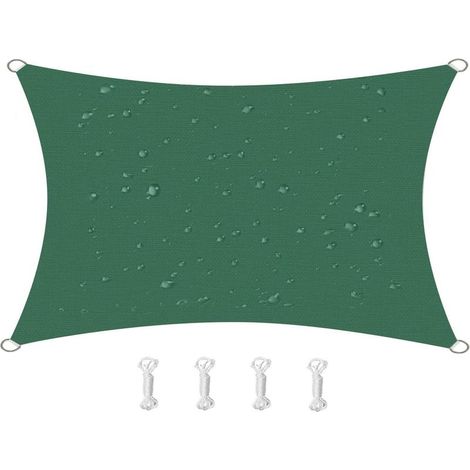 2m x 2m Waterproof Sun Shade Sail Canopy Effectively 95% UV Block, Oxford Fabric, for Patio, Balconies, Lawn Garden, Party, Outdoor Activities (, Dark Green) (1/5)