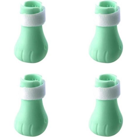Lot de 4 chaussons anti-griffures en silicone pour chat, pantoufles de bain pour chat, protège-pattes, protège-griffes respirants, couvre-ongles pour le toilettage (1/5)