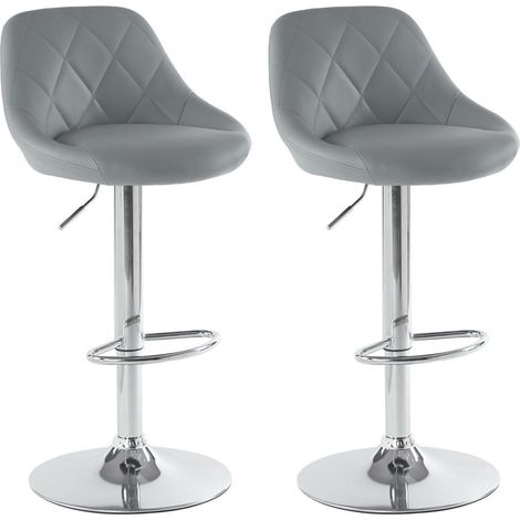 Barhocker 2er Set höhenverstellbar, drehbar, mit Rückenlehne, grau (1/5)