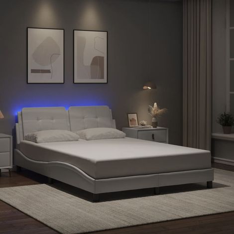 vidaXL Giroletto con LED senza Materasso Zadar Bianco 140x190 cm