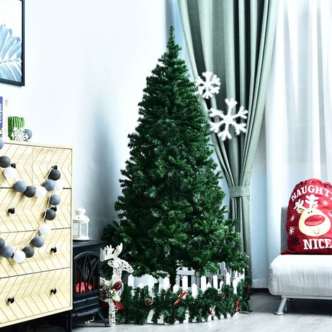 Sapin de Noël artificiel 180 cm, 1000 branches denses, pied en métal solide fourni (1/5)