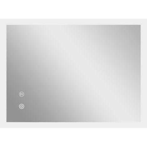 Miroir LED 70x50 cm avec antibuée, 3 couleurs, mémoire et commande tactile, accessoire salle de bain design sobre pour beauté pratique et connecté