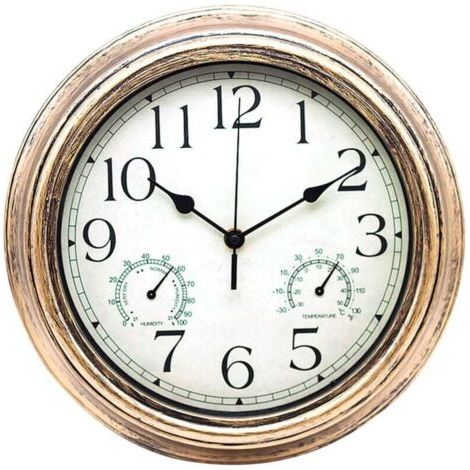 Retro-Gartenuhr (30 cm) mit Thermometer und Hygrometer – Dekoration