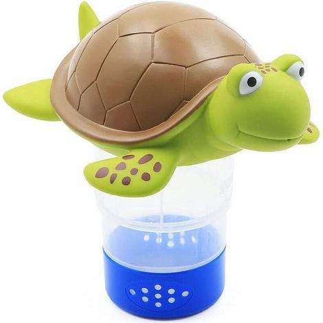Schwimmender Chlorspender, Chemikalienspender für Schwimmbad, Spa, Whirlpool, verstellbare schwimmende Ablage, fasst 7,6 cm große Chlortabletten, Crezuo Schildkröte (1/5)