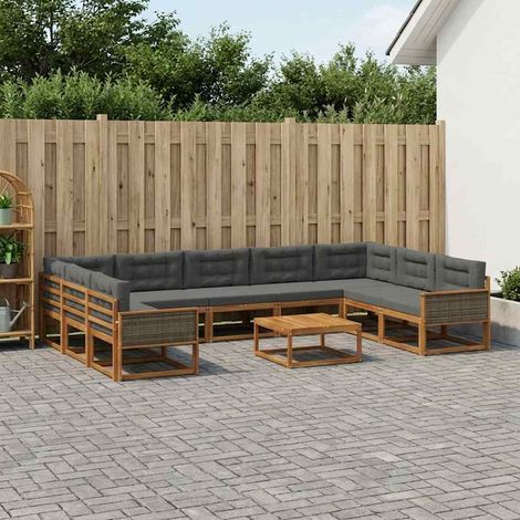 vidaXL Outdoor-Sofagarnitur mit Kissen 10 pcs Natur und Anthrazit (1/5)