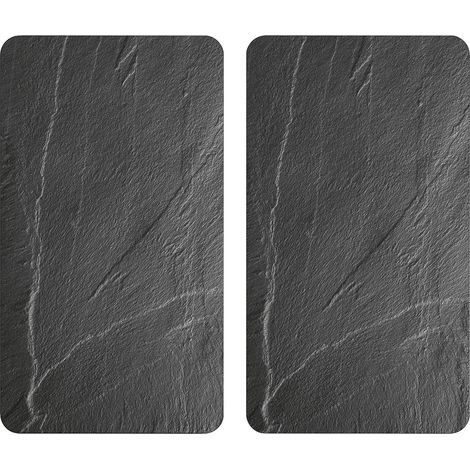 Lot de 2 plaques de protection en ardoise – Gris – Dimensions L 50 x l 28,5 cm – Verre trempé résistant aux rayures – Antidérapantes – Kesper (1/2)