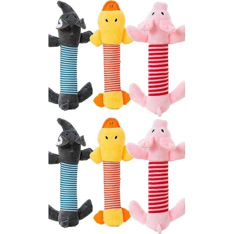 Lot de 6 jouets à mâcher pour chien en peluche couinante, mignons pour les petits et grands chiens qui font leurs dents (1/3)