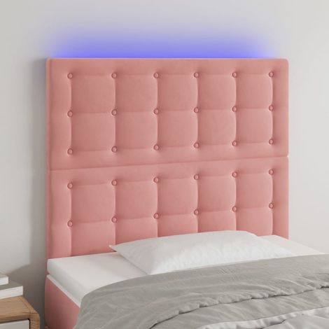 Tête de lit Décoratif à LED Rose 100x5x118/128 cm Velours -BV76405 (1/5)