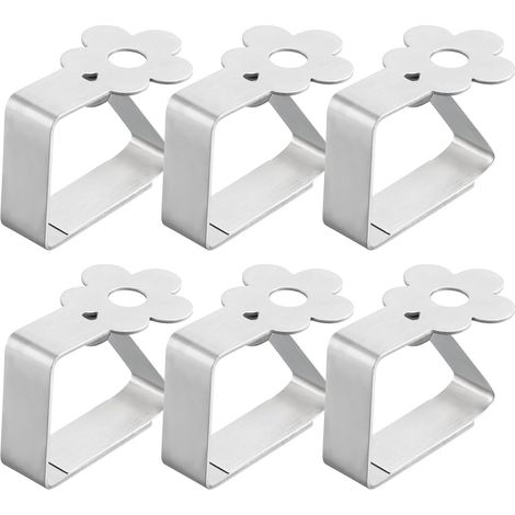 6 Pcs Pinces à Nappe en Acier Inoxydable Attache Nappe de Table Exterieur Nappe Clips Anti-Glissant Accroche Nappe Table Grande Epaisse Pince Nappe Ajustable pour la Maison de Mariage Partie (1/5)