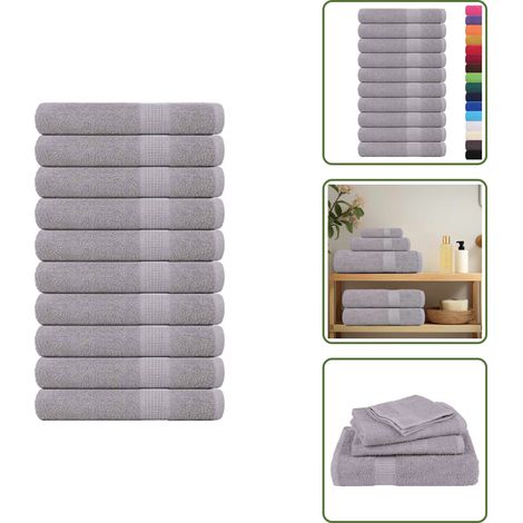 vidaXL Handtücher 10 Stk. Grau 100x200 cm 360 g/m² 100% Baumwolle (1/5)
