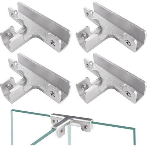 Set di 4 morsetti per vetro in lega di alluminio, supporto regolabile a forma di T per vetri di spessore 10-12 mm, fissaggio affidabile. (1/5)