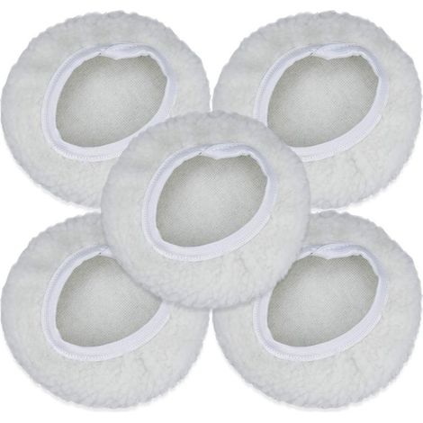 Lot de 5 Bonnet de Polissage, 125-150mm Kit Auto Disque Polissage Bonnet en Laine Tampons de Cirage pour la Plupart des Polisseurs de Voiture (1/4)