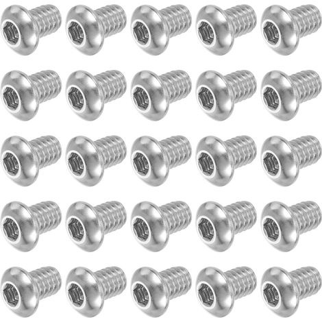 25 PCS Vis À Tête Hexagonale Bombée 1/4-20 UNC x 3/8 Pouce Argent (1/5)