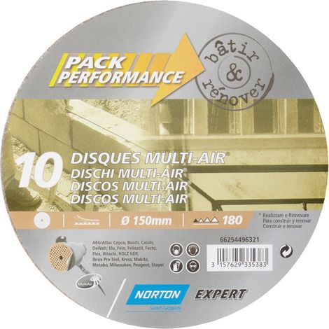 Confezione da 10 dischi abrasivi Norton, 150 mm, grana 180 NORTON