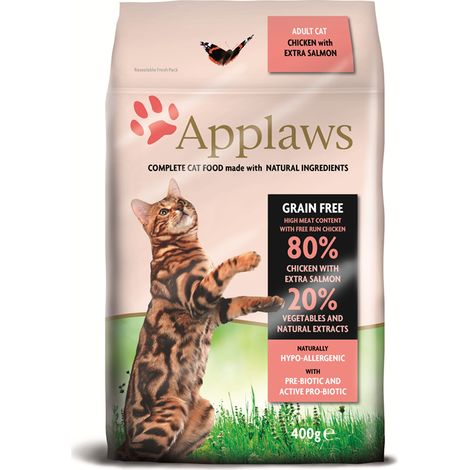 Applaws Premium Trockenfutter für ausgewachsene Katzen, sterilisiertes Huhn & Lachs, 400 g