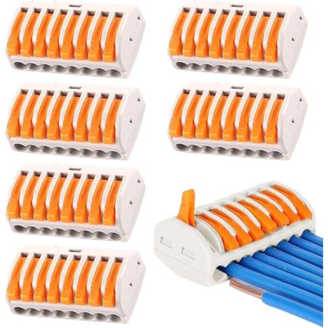 6 Pièces Domino Electrique Levier-Écrou Fil Connecteurs 8 Ports Conducteur Compact Fils Connecteurs Compact Connecteur Ressort Bornier Connecteurs éLectriques Rapide Avec Levier (1/5)