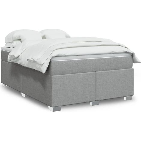 Boxspringbett mit Matratze Hellgrau 140x200 cm Stoff