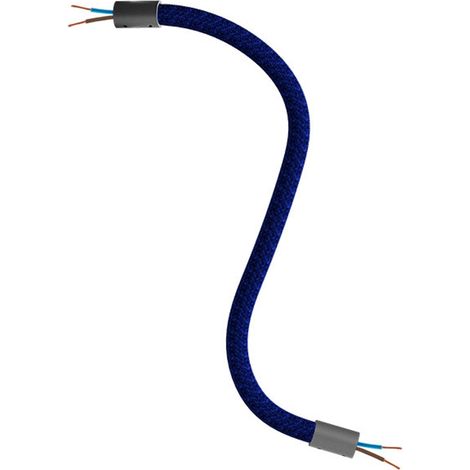Creative-Cables Kit Creative Flex Verlängerungsschlauch (30 cm Länge, Ø 10 mm) – Stoffummantelung RM20 dunkelblau und schwarze Abschlüsse – Mit Metallendstücken und Zubehör