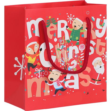 Sac Cadeau Noël Papier Rouge - Emballage Bonbons Et Petits Cadeaux - Design Festif Durables - Lot De 1 (1/5)