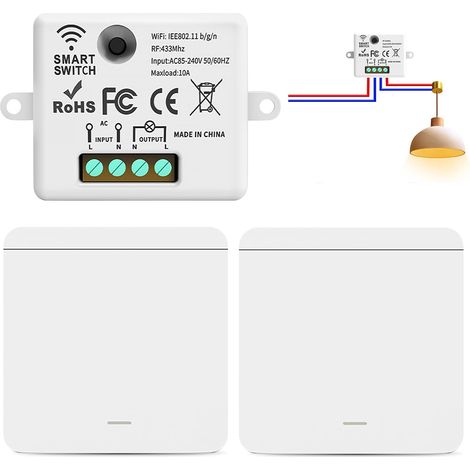 2Pcs Wireless Radio Light Switch Radio Switch For Lamp 433Mhz RF Security With Receiver (1/5)