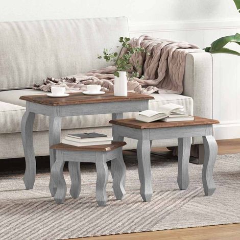 vidaXL Ensemble de tables gigognes 3 pcs bois d'acajou massif (1/5)