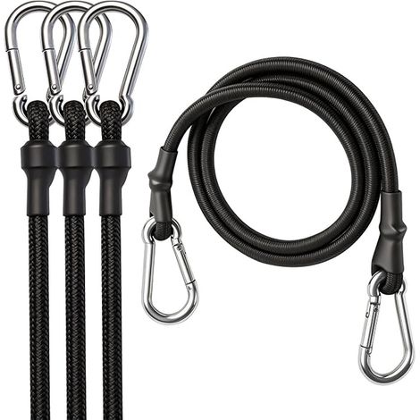 Tendeurs Elastiques avec Mousqueton 120cm, 8mm Tendeur Elastique Corde de Bagage Elastique pour Camping, Bâches, Tente, Bagages, Voitur et Motos (1/5)
