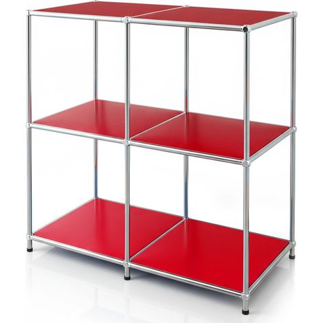 Metallregal Concept Epure MK-027 Offenes 3-stöckiges Sideboard & Ablageregal Rot
