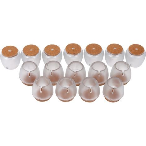Lot de 16 embouts de protection transparents pour pieds de meubles, table et chaise, capuchons ronds antidérapants pour sols. (1/5)