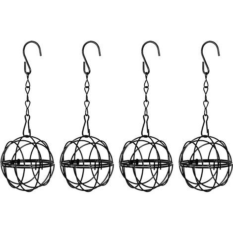 Lot de 4 mangeoires à oiseaux en forme de boule, avec crochets, pour jardin extérieur. (1/5)