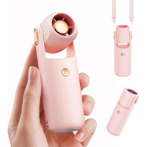 Mini Ventilateur Portable 3000mAh, Ventilateur Turbo Rechargeable 5 Vitesses avec Rotation 300°,Rose (1/5)
