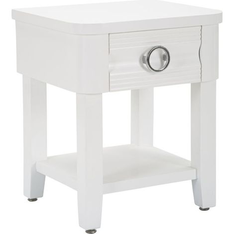 Comodino Shine bianco con cassetto in legno e metallo (1/5)