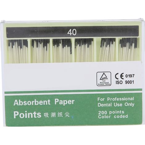 200 pointes en papier absorbantes 40 noires pour canal radiculaire, usage dentaire jetable, outil professionnel (1/5)