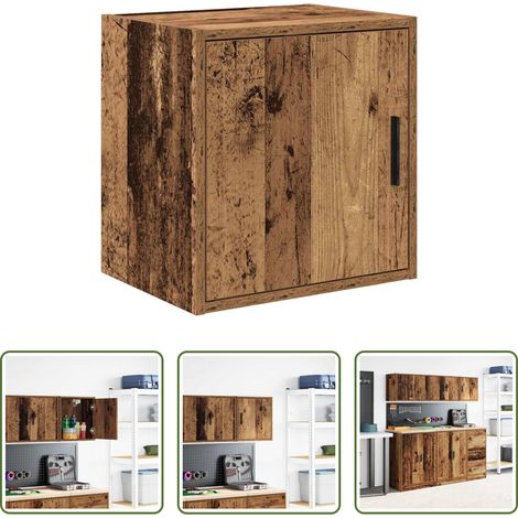 Rangement garage - Armoire murale de garage vieux bois bois d'ingénierie (1/5)