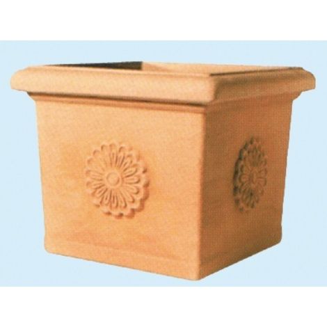 TELCOM VASI QUADRATI CON ROSONE IN RESINA IMPRUNETA 49 X 49 X 41 CM (1/4)