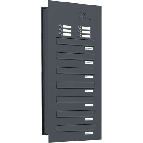 7er Briefkastenanlage für Mauerdurchwurf RAL Farbe 7016 Klingel Sprechgitter (1/5)