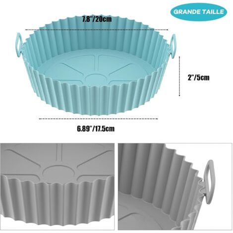 2 Pièces Moule Silicone Air Fryer, 20cm Accessoire Panier de Friteuse à Air pour Ninja Micro-ondes, Four (1/5)