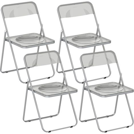 Set 4 Sedie Pieghevoli 47x48x75 cm in Acrilico Trasparenti Grigio (1/5)