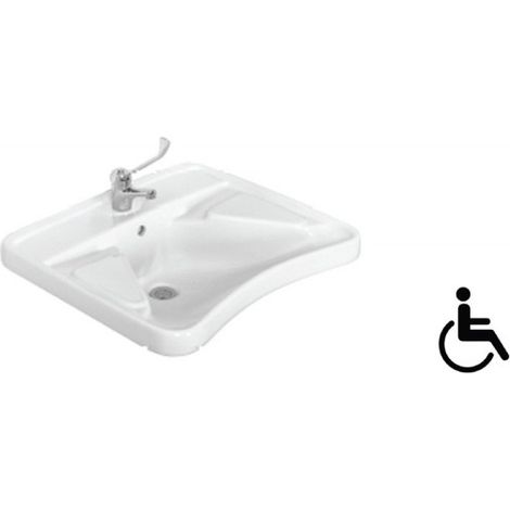 Lavabo rectangulaire à suspendre REMAS pour PMR 65x57 cm