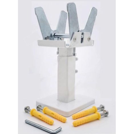 1 support de radiateur, support de radiateur réglable en acier, pour montage au sol, hauteur de 14 à 21 cm, pied de radiateur à double stabilité pour radiateurs à panneaux. (1/4)