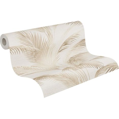 Papier peint intissé Motif palmiers de la jungle Crème/beige/marron (1/5)