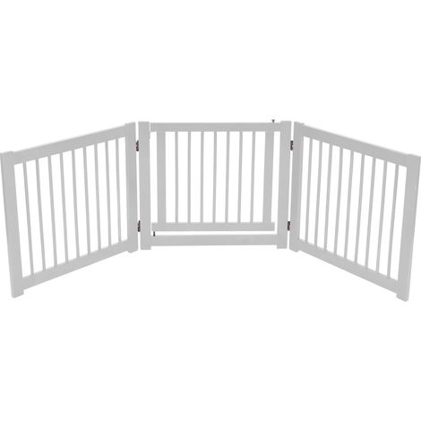 Cancelletto di sicurezza pieghevole per animali domestici 206 x 61 x 1,8 cm facile da installare legno di pino bianco 200010623